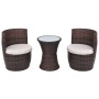 Garden table and chairs set 3 pieces and brown poly rattan cushions by vidaXL, Garden sets - Ref: Foro24-43111, Price: 228,30...