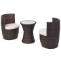 Garden table and chairs set 3 pieces and brown poly rattan cushions by vidaXL, Garden sets - Ref: Foro24-43111, Price: 228,30...