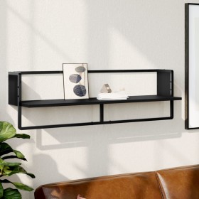 Wall shelf with black bar 100x25x30 cm by vidaXL, Shelves and shelves - Ref: Foro24-836293, Price: 29,17 €, Discount: %