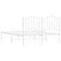 Estructura de cama de metal con cabecero blanca 135x190 cm de vidaXL, Camas y somieres - Ref: Foro24-373837, Precio: 98,99 €,...