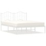 Metal bed frame with white headboard 150x200 cm by vidaXL, Beds and slatted bases - Ref: Foro24-373840, Price: 96,76 €, Disco...