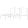 Metal bed frame with white headboard 150x200 cm by vidaXL, Beds and slatted bases - Ref: Foro24-373840, Price: 96,76 €, Disco...