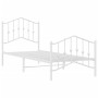 Estructura cama metal con cabecero y pie cama blanca 90x200 cm de vidaXL, Camas y somieres - Ref: Foro24-373849, Precio: 84,1...