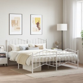 Estructura cama metal con cabecero y pie cama blanco 183x213 cm de vidaXL, Camas y somieres - Ref: Foro24-373861, Precio: 121...