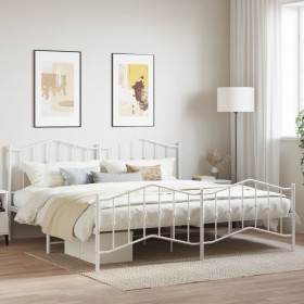 Metal bed frame with headboard and white footboard 200x200 cm by vidaXL, Beds and slatted bases - Ref: Foro24-373863, Price: ...