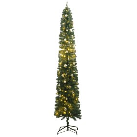 Árbol de Navidad estrecho con 300 LED y bolas 300 cm de vidaXL, Arboles de navidad - Ref: Foro24-3210230, Precio: 102,77 €, D...