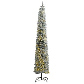 Schmaler Weihnachtsbaum mit 300 LEDs und Kugeln und Schnee 300 cm von vidaXL, Weihnachtsbäume - Ref: Foro24-3210232, Preis: 1...