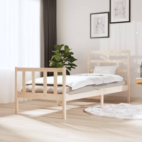 Solid pine wood bed frame 75x190 cm by vidaXL, Beds and slatted bases - Ref: Foro24-3101308, Price: 92,73 €, Discount: %