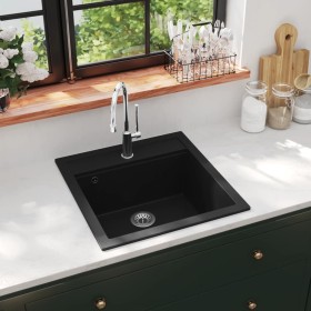 Kitchen sink with a single black granite basin by vidaXL, Sinks - Ref: Foro24-142948, Price: 154,99 €, Discount: %