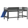 Cama alta para niños tobogán madera maciza pino negro 80x200 cm de vidaXL, Camas y somieres - Ref: Foro24-835906, Precio: 212...