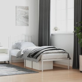 Estructura de cama de metal con cabecero blanco 90x200 cm de vidaXL, Camas y somieres - Ref: Foro24-373831, Precio: 63,77 €, ...