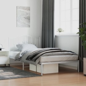 Estructura de cama de metal con cabecero blanco 100x200 cm de vidaXL, Camas y somieres - Ref: Foro24-373833, Precio: 63,67 €,...