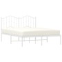 Metal bed frame with white headboard 140x190 cm by vidaXL, Beds and slatted bases - Ref: Foro24-373838, Price: 105,83 €, Disc...