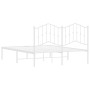 Estructura de cama de metal con cabecero blanca 140x190 cm de vidaXL, Camas y somieres - Ref: Foro24-373838, Precio: 105,83 €...