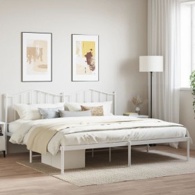 Estructura de cama de metal con cabecero blanco 193x203 cm de vidaXL, Camas y somieres - Ref: Foro24-373844, Precio: 105,99 €...