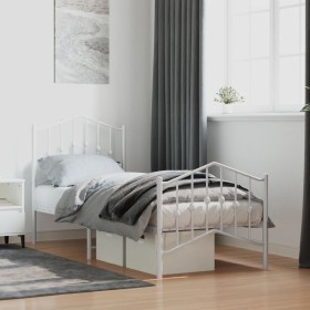 Estructura cama metal con cabecero y pie cama blanca 75x190 cm de vidaXL, Camas y somieres - Ref: Foro24-373846, Precio: 65,9...