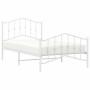 White metal bed frame with headboard and footboard 100x190 cm by vidaXL, Beds and slatted bases - Ref: Foro24-373850, Price: ...