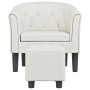 Sillón con taburete cuero sintético blanco de vidaXL, Sillones - Ref: Foro24-356466, Precio: 188,06 €, Descuento: %