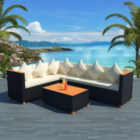 4-piece garden furniture set and black synthetic rattan cushions by vidaXL, Garden sets - Ref: Foro24-43000, Price: 558,99 €,...