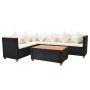 Set de muebles de jardín 4 pzas y cojines ratán sintético negro de vidaXL, Conjuntos de jardín - Ref: Foro24-43000, Precio: 5...