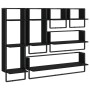 Wall shelves with 6 pieces of engineered wood and black bars by vidaXL, Shelves and shelves - Ref: Foro24-836313, Price: 86,4...