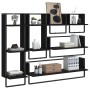 Wall shelves with 6 pieces of engineered wood and black bars by vidaXL, Shelves and shelves - Ref: Foro24-836313, Price: 86,4...