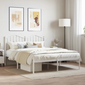 White metal bed frame with headboard 140x200 cm by vidaXL, Beds and slatted bases - Ref: Foro24-373839, Price: 98,99 €, Disco...