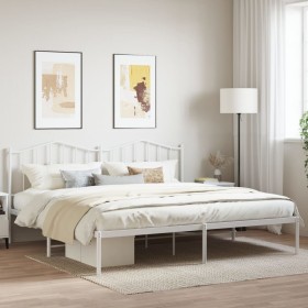 Estructura de cama con cabecero metal blanca 200x200 cm de vidaXL, Camas y somieres - Ref: Foro24-373845, Precio: 107,99 €, D...