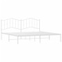 White metal bed frame with headboard 200x200 cm by vidaXL, Beds and slatted bases - Ref: Foro24-373845, Price: 107,99 €, Disc...