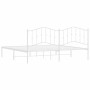 White metal bed frame with headboard 200x200 cm by vidaXL, Beds and slatted bases - Ref: Foro24-373845, Price: 107,99 €, Disc...