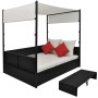 Cama de jardín con toldo ratán sintético negro 190x130 cm de vidaXL, Camas para exteriores - Ref: Foro24-42901, Precio: 494,0...