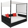 Cama de jardín con toldo ratán sintético negro 190x130 cm de vidaXL, Camas para exteriores - Ref: Foro24-42901, Precio: 494,0...