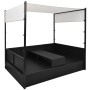 Cama de jardín con toldo ratán sintético negro 190x130 cm de vidaXL, Camas para exteriores - Ref: Foro24-42901, Precio: 494,0...