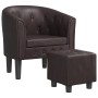 Sillón con taburete cuero sintético marrón de vidaXL, Sillones - Ref: Foro24-356465, Precio: 163,99 €, Descuento: %