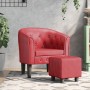 Sillón diseño de cubo con reposapiés cuero sintético rojo tinto de vidaXL, Sillones - Ref: Foro24-356467, Precio: 165,17 €, D...