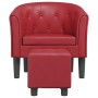 Sillón diseño de cubo con reposapiés cuero sintético rojo tinto de vidaXL, Sillones - Ref: Foro24-356467, Precio: 163,00 €, D...