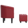 Sillón diseño de cubo con reposapiés cuero sintético rojo tinto de vidaXL, Sillones - Ref: Foro24-356467, Precio: 163,00 €, D...