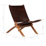 Brown Genuine Leather Folding Relaxation Chair by vidaXL, Folding stools and chairs - Ref: Foro24-246363, Price: 209,69 €, Di...