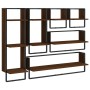 Wall shelves with bars 6 pcs oak brown engineered wood by vidaXL, Shelves and shelves - Ref: Foro24-836317, Price: 72,21 €, D...