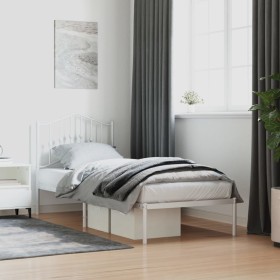 Metal bed frame with white headboard 80x200 cm by vidaXL, Beds and slatted bases - Ref: Foro24-373829, Price: 61,99 €, Discou...