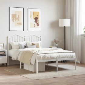 Metal bed frame with white headboard 120x200 cm by vidaXL, Beds and slatted bases - Ref: Foro24-373836, Price: 92,99 €, Disco...