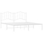 White metal bed frame with headboard 160x200 cm by vidaXL, Beds and slatted bases - Ref: Foro24-373841, Price: 104,83 €, Disc...