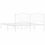 White metal bed frame with headboard 160x200 cm by vidaXL, Beds and slatted bases - Ref: Foro24-373841, Price: 104,83 €, Disc...