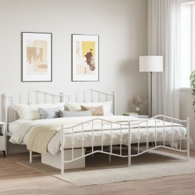 Estructura cama metal con cabecero y pie cama blanco 193x203 cm de vidaXL, Camas y somieres - Ref: Foro24-373862, Precio: 121...