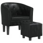 Sillón con taburete cuero sintético negro de vidaXL, Sillones - Ref: Foro24-356463, Precio: 164,71 €, Descuento: %