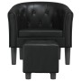 Sillón con taburete cuero sintético negro de vidaXL, Sillones - Ref: Foro24-356463, Precio: 164,71 €, Descuento: %