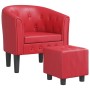 Sillón con taburete cuero sintético rojo de vidaXL, Sillones - Ref: Foro24-356468, Precio: 178,87 €, Descuento: %