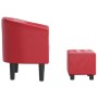 Sillón con taburete cuero sintético rojo de vidaXL, Sillones - Ref: Foro24-356468, Precio: 178,87 €, Descuento: %