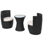 Set Gartentisch und Stühle 3-teilig und Kissen Polyrattan schwarz von vidaXL, Gartensets - Ref: Foro24-43112, Preis: 254,25 €...