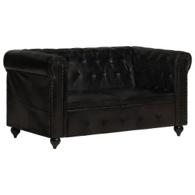 2-Sitzer Chesterfield Sofa aus echtem schwarzem Leder von vidaXL, Sofas - Ref: Foro24-283760, Preis: 610,63 €, Rabatt: %